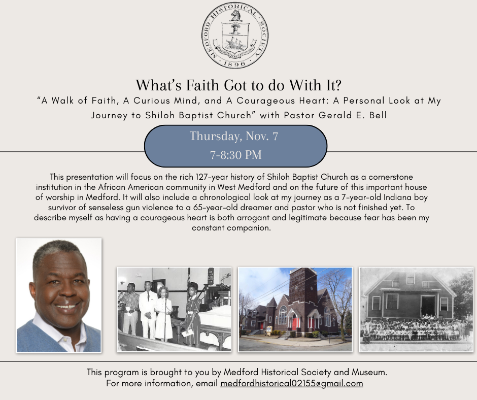 MHSM: What's Faith Got to Do With It? with Pastor Gerald E. Bell. Thursday November 7 at 7 pm. Click to register.